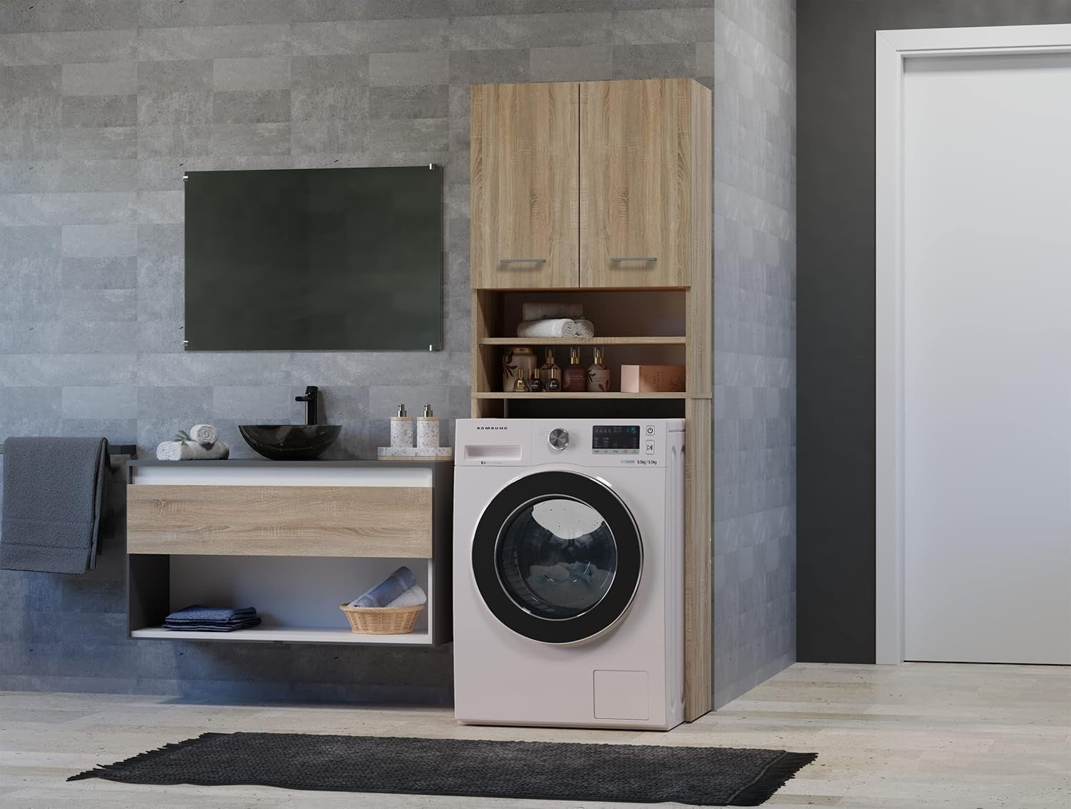 Washing Machine Storage Cabinet Over Washer Bathroom Laundry Unit Shelves