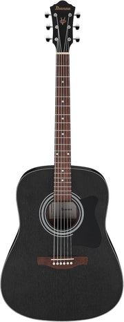 Acoustic Guitar Weathered Black Open Pore Meranti Dreadnought