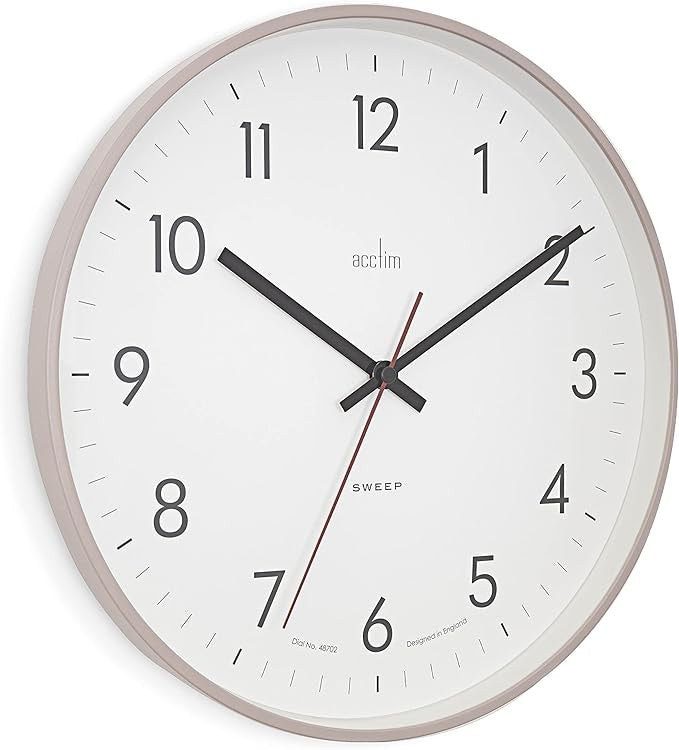 30cm Modern Wall Clock Silent Sweep Mocha Slimline Minimalist Home Decor