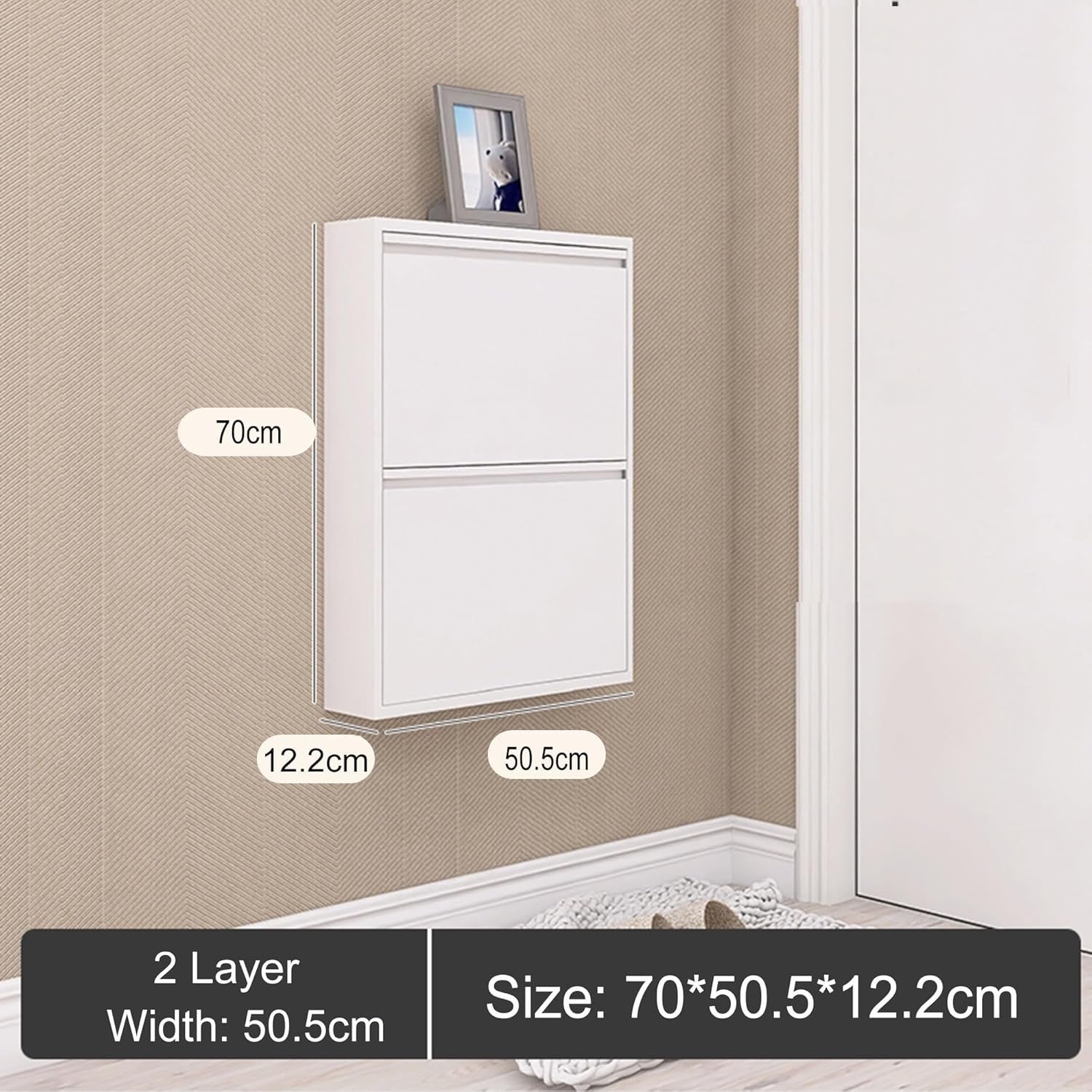 Slim Lockable Shoe Storage Cabinet with Flip-Down Doors – Space-Saving Entryway