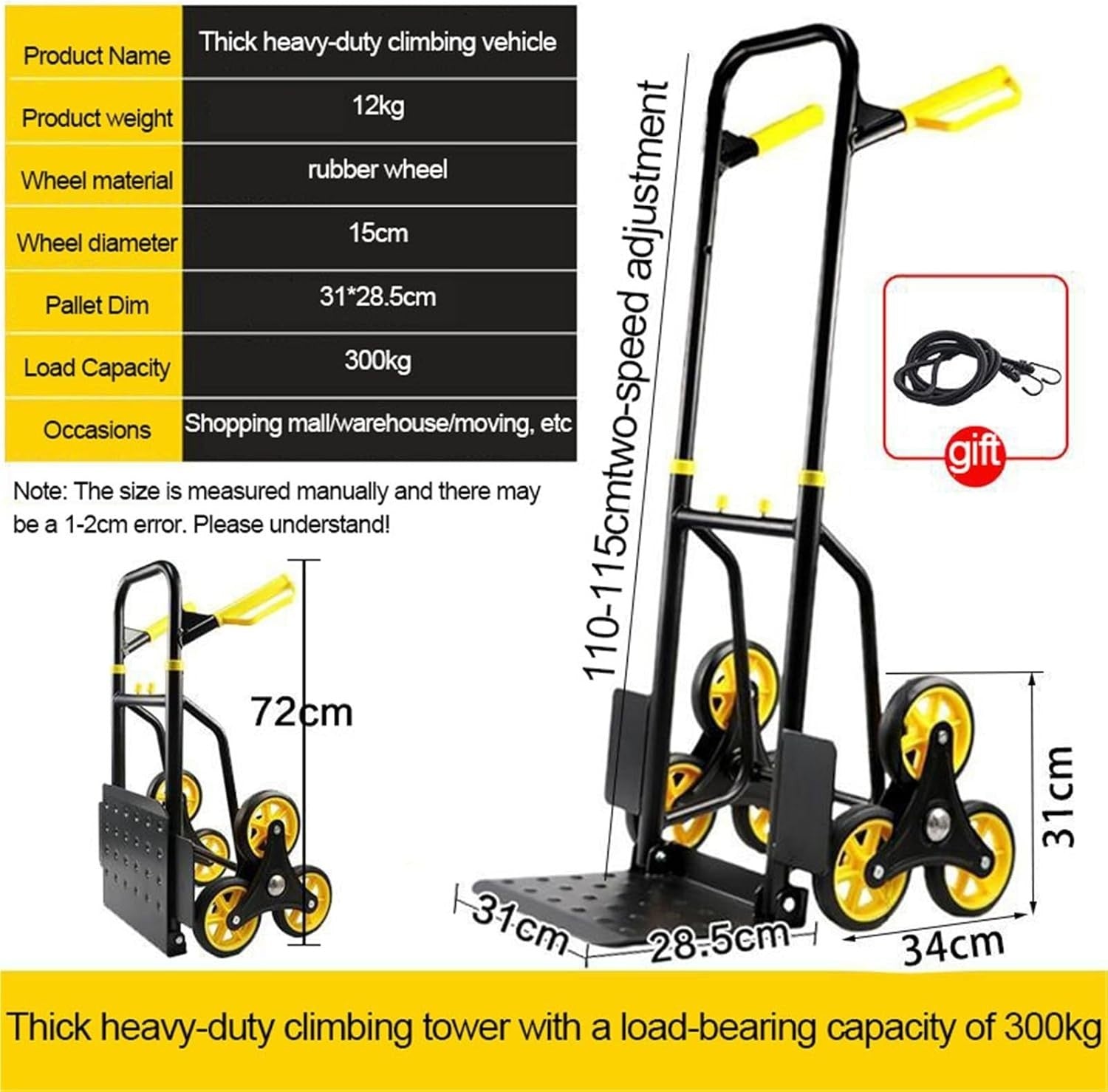 660lb Stair Climbing Hand Truck Folding Heavy Duty Dolly 6 Wheels