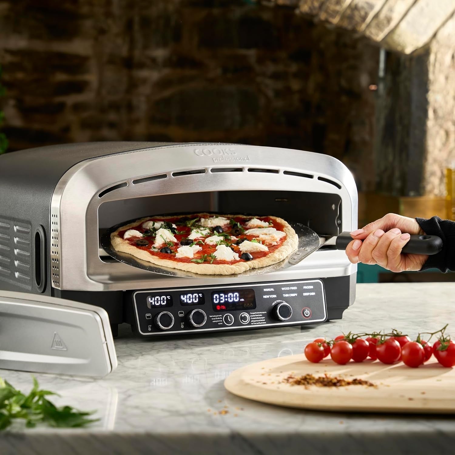Electric Pizza Oven with Dual Heating & Peel | Indoor Outdoor Pizza Maker 450°C