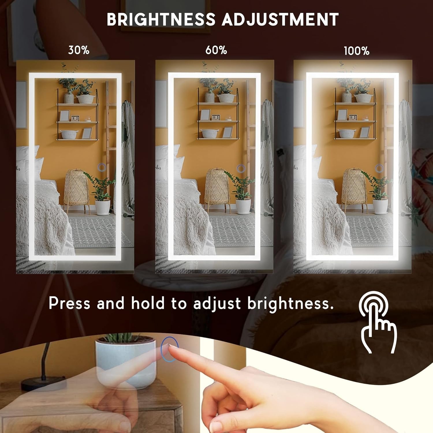White LED Mirror Jewellery Cabinet Wall Door Mounted Lockable Storage