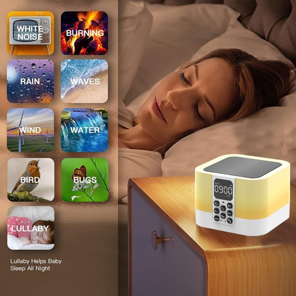 Portable White Noise Sound Machine for Sleep, 30 Sounds & Nightlight