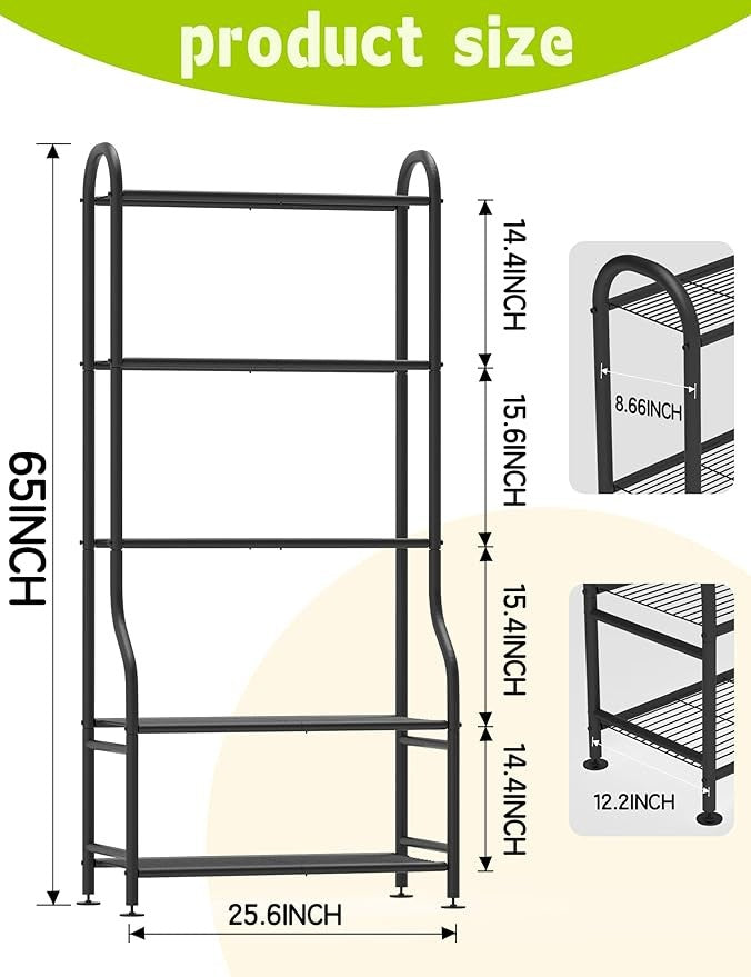 5 Tier Metal Plant Stand Indoor Outdoor Waterproof Tall Flower Shelf Black