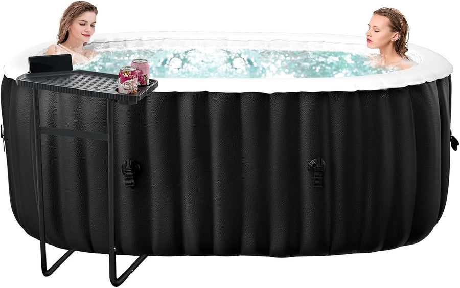 2 Person Inflatable Hot Tub Oval Spa 100 Air Jets Fast Heating Cover