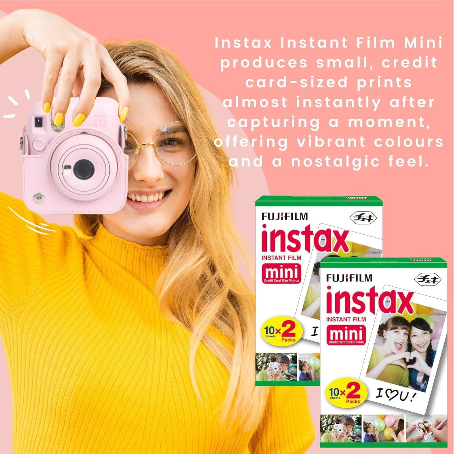 Instant Camera Bundle Pink 40 Film Shots Case Album Filters Photo Kit