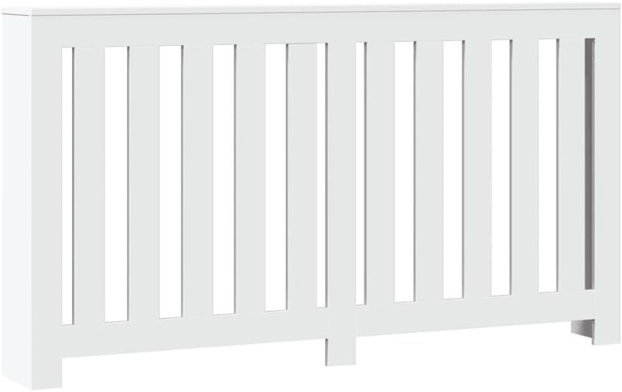 White Radiator Cover Shelf | Modern Slatted MDF Cabinet 149x20x82cm