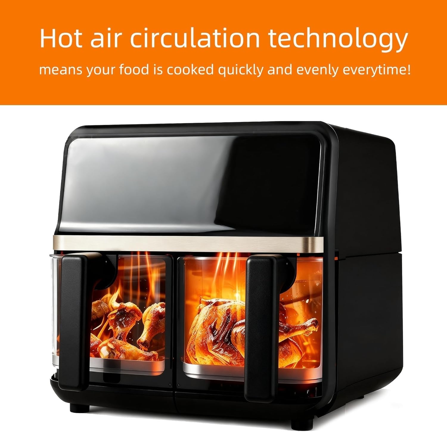 8L Dual Zone Air Fryer 2200W Extra Large 11-in1 Fast Healthy Cooking Crisp Bake