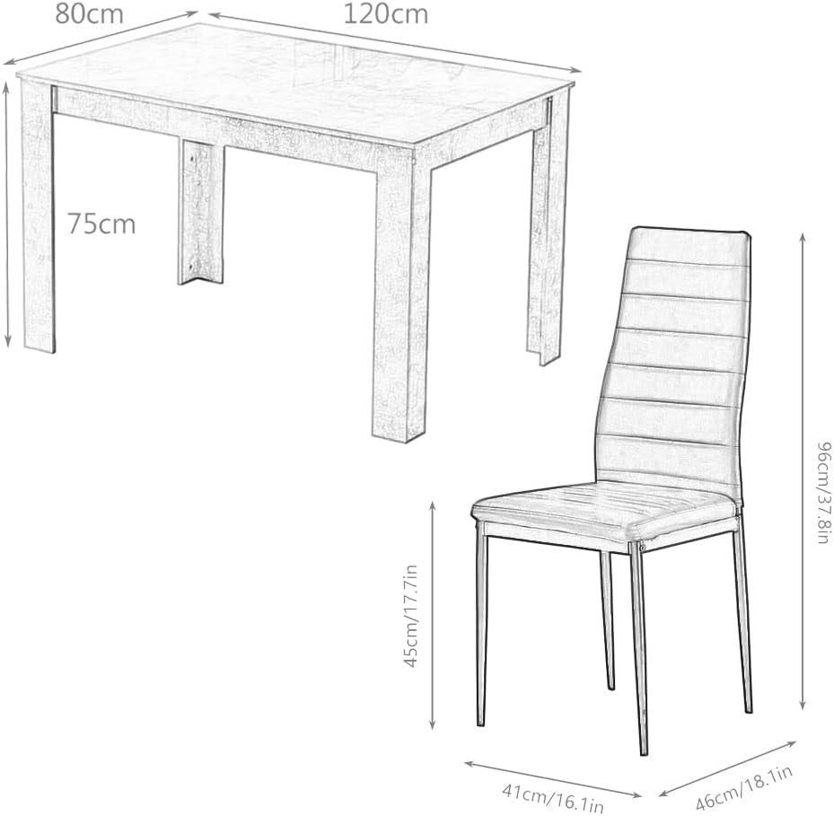 Grey Marble Dining Set 5-Piece | Modern Kitchen Table & Leather Chairs