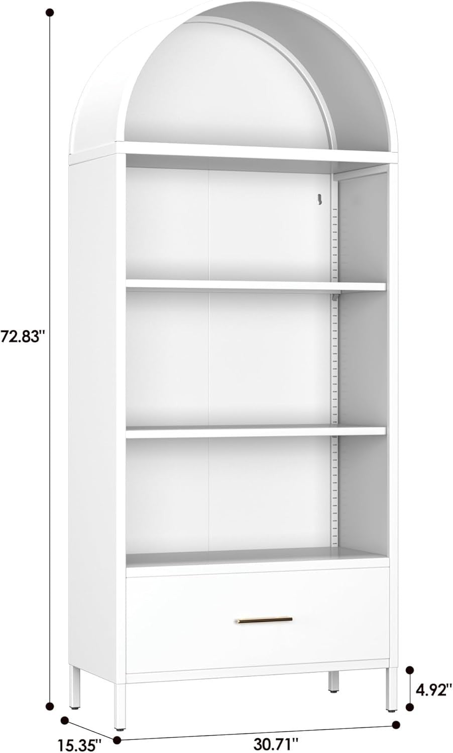 185cm Metal Arched Kitchen Pantry Cabinet White | Drawer Storage