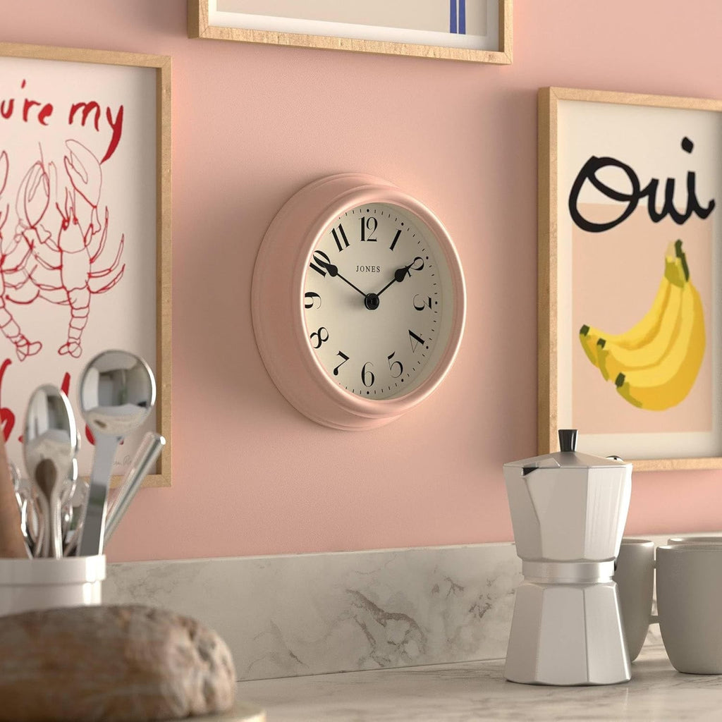 23cm Pink Wall Clock Modern Retro Design | Quiet Quartz Kitchen Bedroom Office