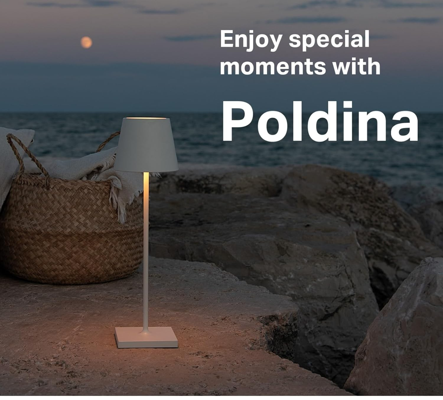 Rechargeable Cordless Table Lamp with Touch Dimmer, Outdoor/Indoor LED Light