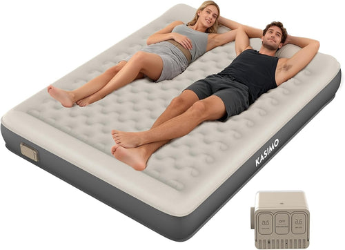 Double Inflatable Air Mattress with Built-in Battery Pump & Pillow