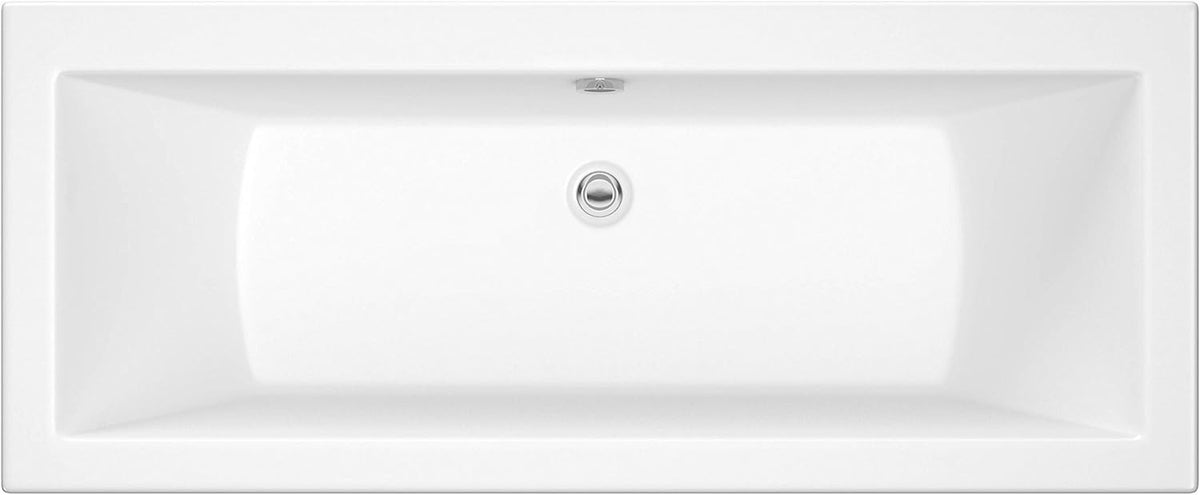 1800x800mm Double Ended Square Bath White Gloss Acrylic Adjustable Feet