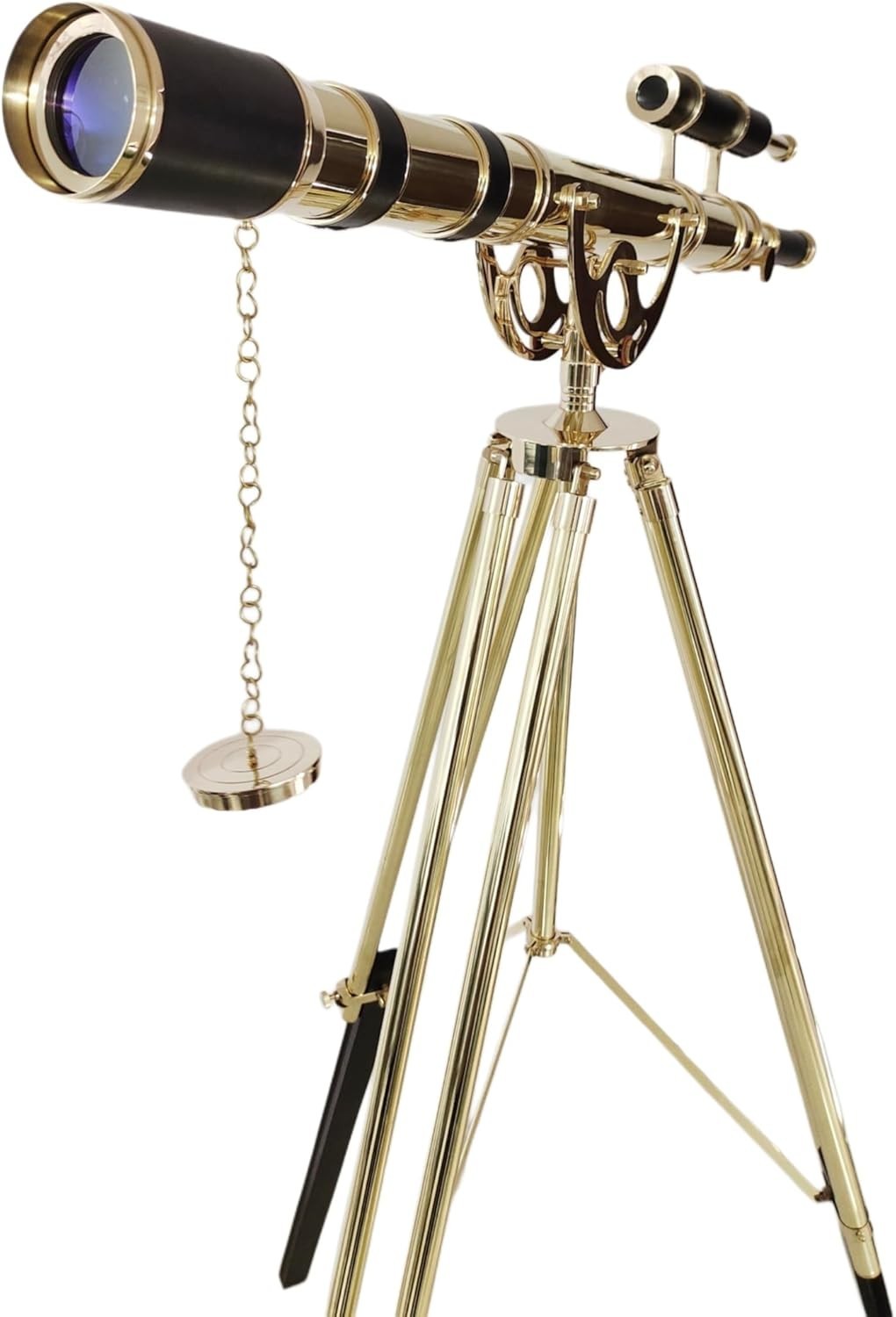 Brass Floor Telescope 65" Nautical Decor Tripod Stand Shiny Brass Finish