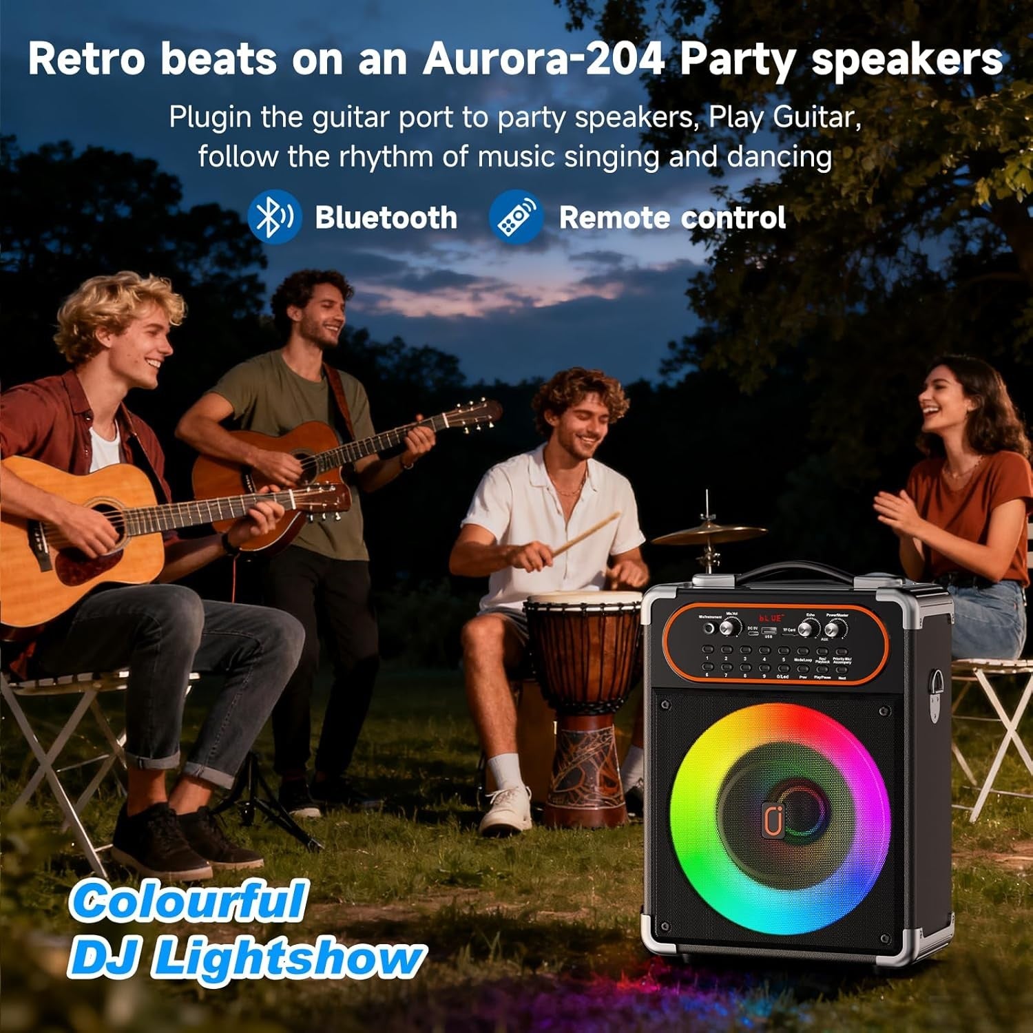 Portable Karaoke Machine Bluetooth 2 Mics PA Speaker Echo Outdoor Party