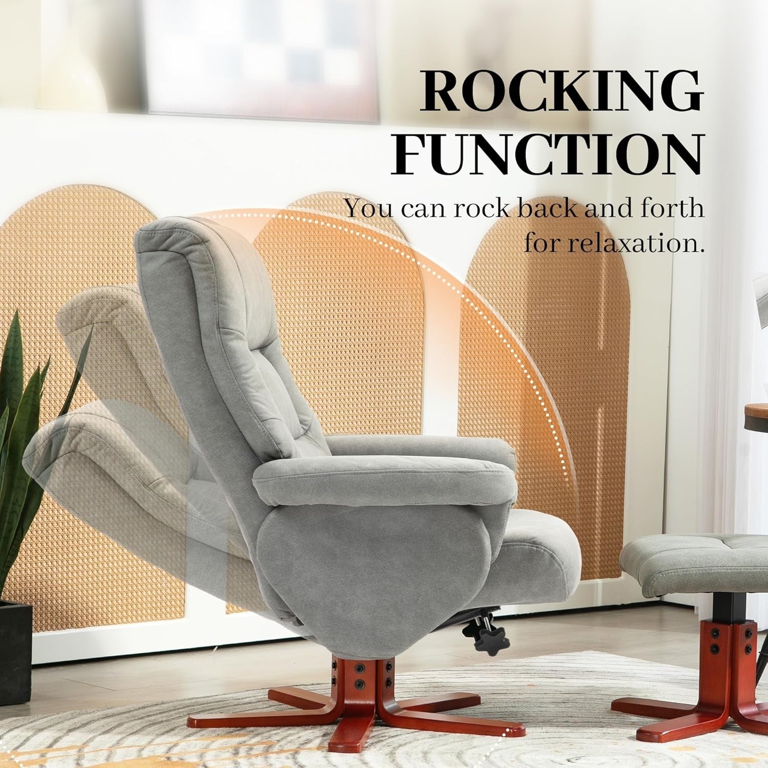 Grey Recliner Armchair with Footstool Adjustable Lounge Chair for Bedroom