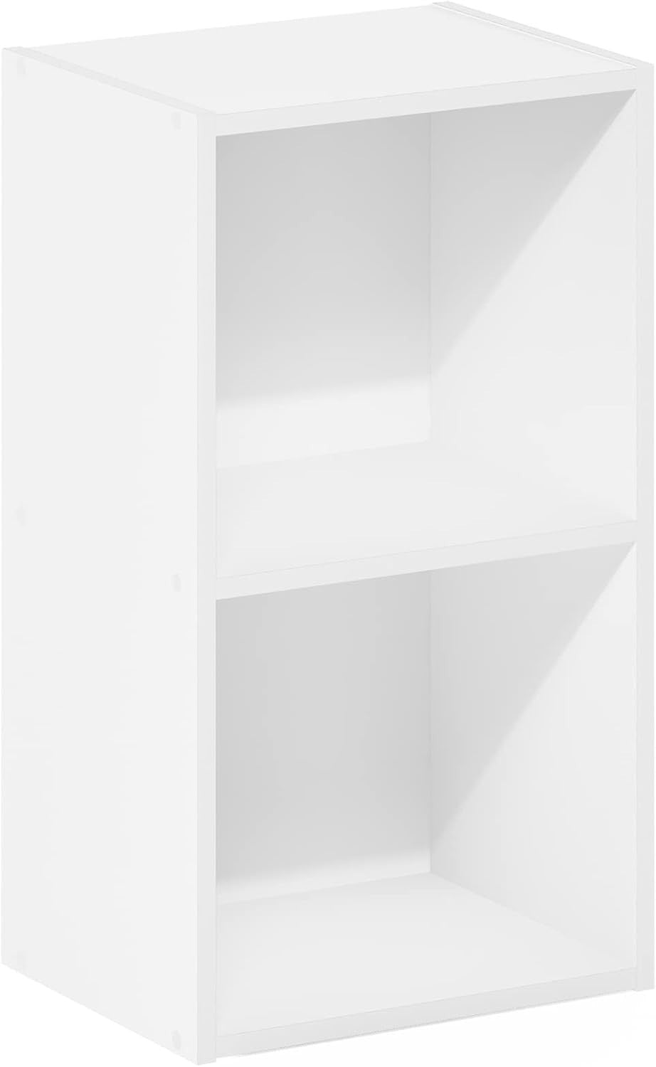 2Tier White Wooden Bookcase Small Storage Shelf Compact Organizer Open Bookshelf