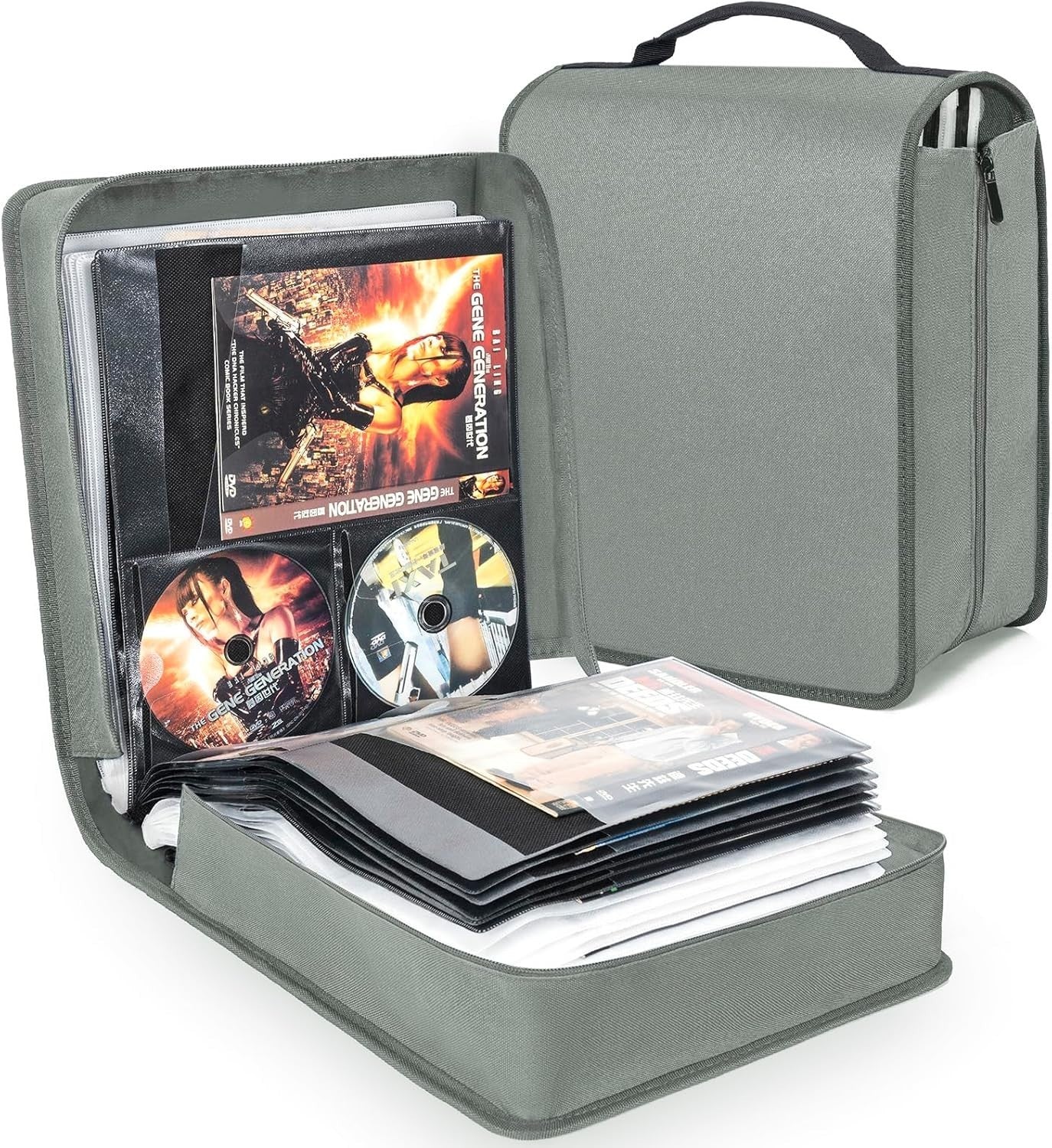 200 CD DVD Storage Wallet Organizer Case 100 Booklet Pockets Grey
