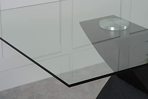 Modern Black Glass Dining Table 160x90cm Rectangular X-Shaped Base for 6