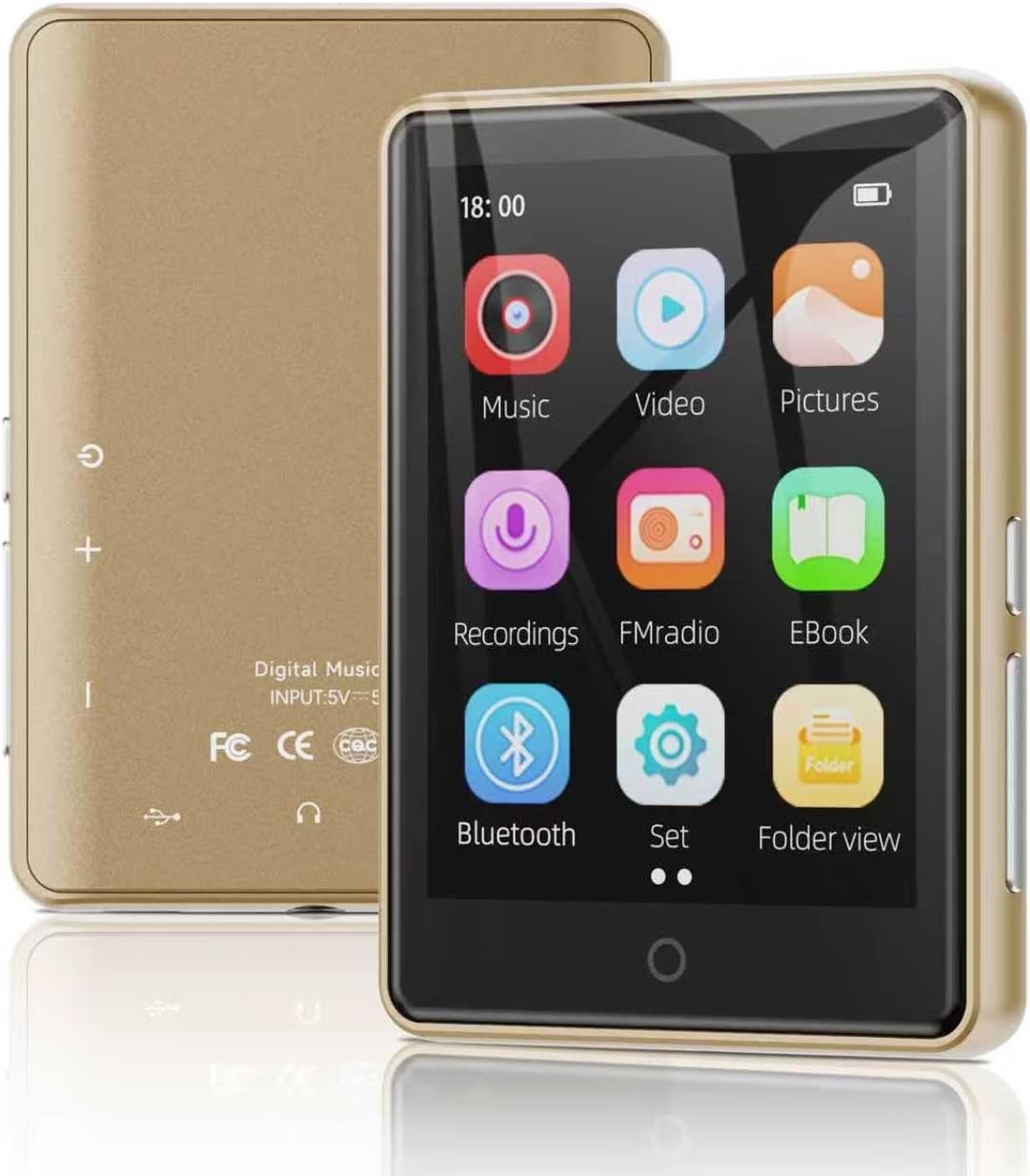 Bluetooth 5.3 64GB 2.8″ Touch MP3 Player for Kids Speaker & FM Radio 128 GB Card