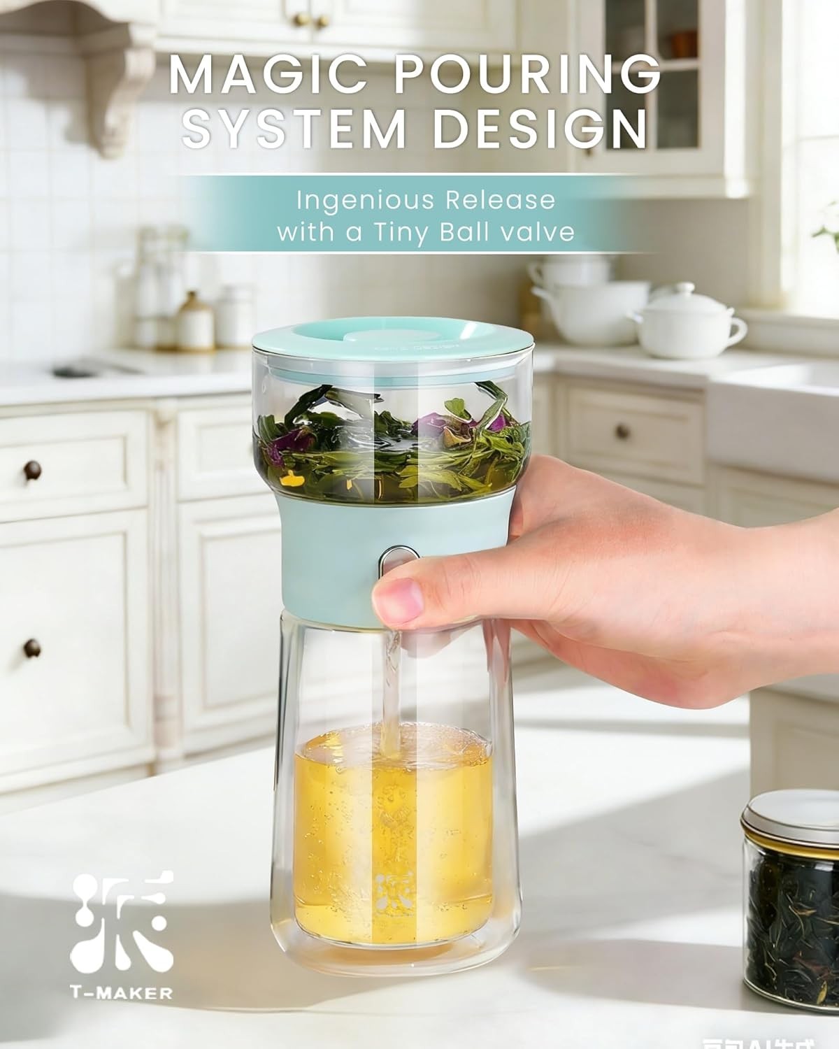 One Touch Tea Brewer 270ml Glass Infuser Mug Set with Carry Case