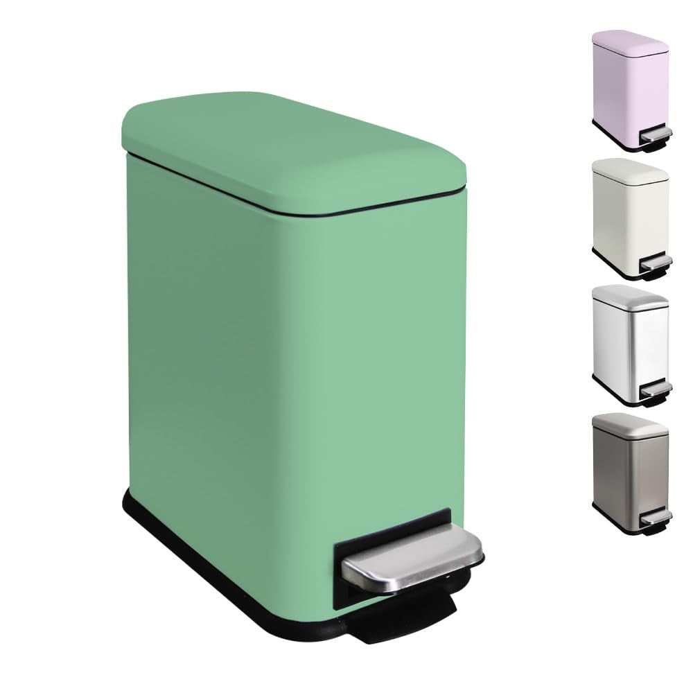 5L Bathroom Pedal Bin Soft Close Stainless Steel Green