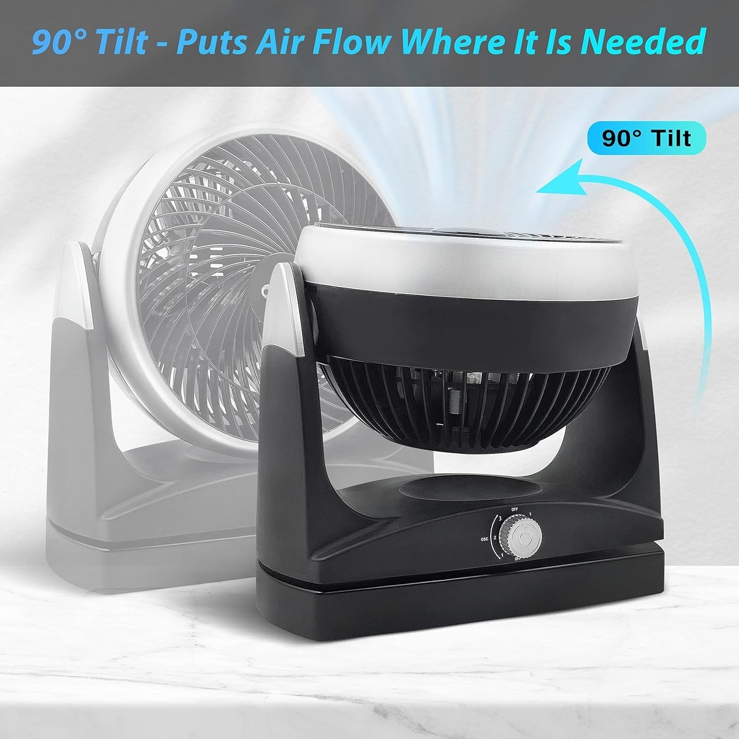 8" Oscillating Desk Fan – 180° Tilt 3-Speed Quiet Air Circulator for Home Office