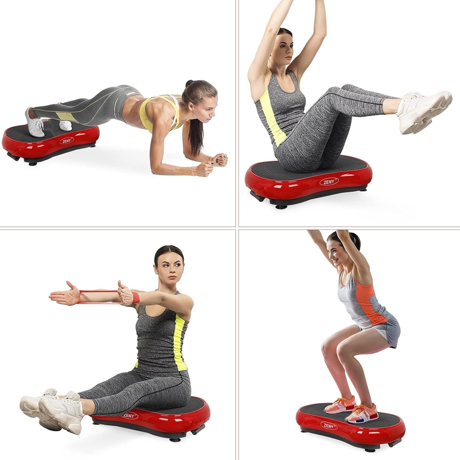 Red Vibration Plate Exercise Machine 99 Speeds Bluetooth Home Workout
