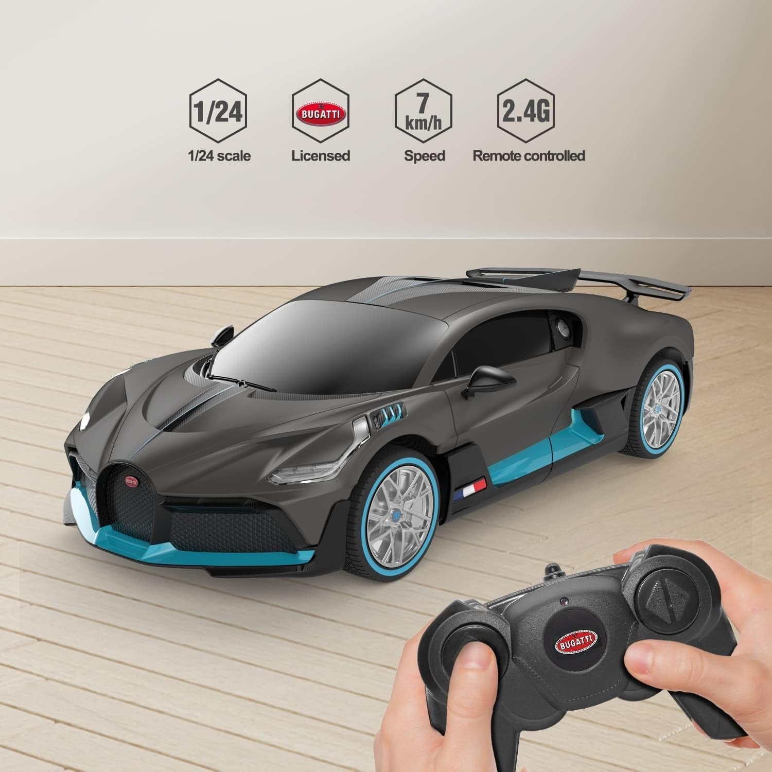 1:24 RC Sports Car, Remote Control Model Toy for Kids & Adults with LED Lights