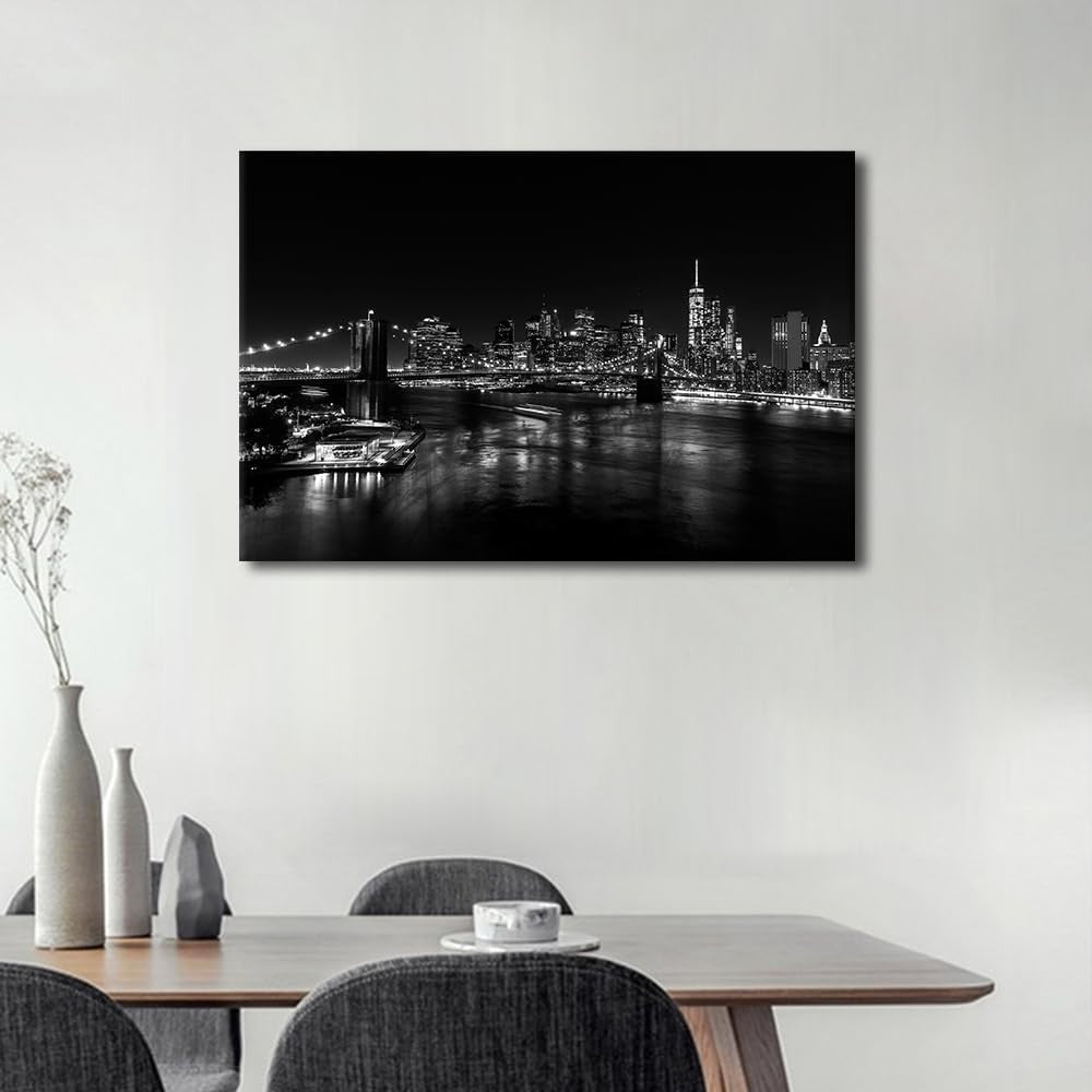 Manhattan New York Cityscape Canvas Wall Art 24×16 in Decor