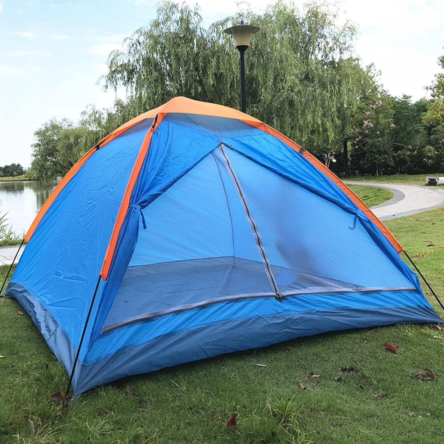 4 Person Camping Tent Waterproof Lightweight Family Dome Blue