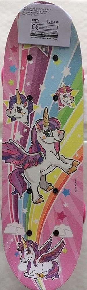 Kids Unicorn Skateboard 43cm Light-Up Wheels Mini Maple Board
