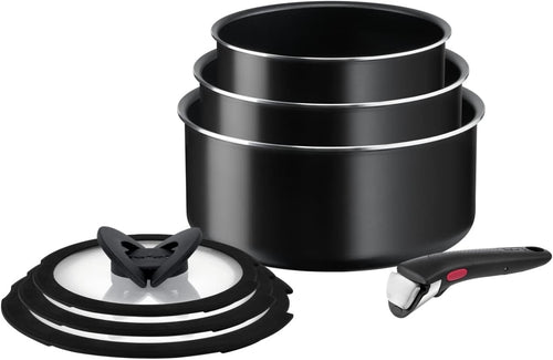 7pcs Non Stick Saucepan Set 16/18/20cm with Lids & Removable Handle Easy Clean