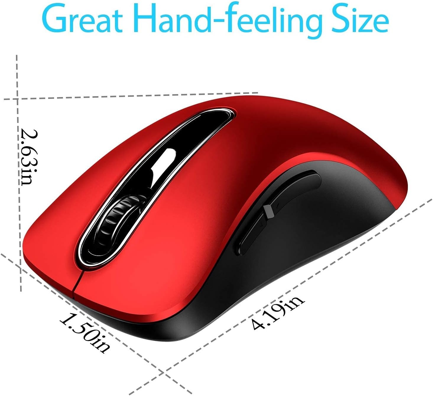 Red 2.4G Wireless Mouse 1400 DPI USB 5 Button Ergonomic Laptop