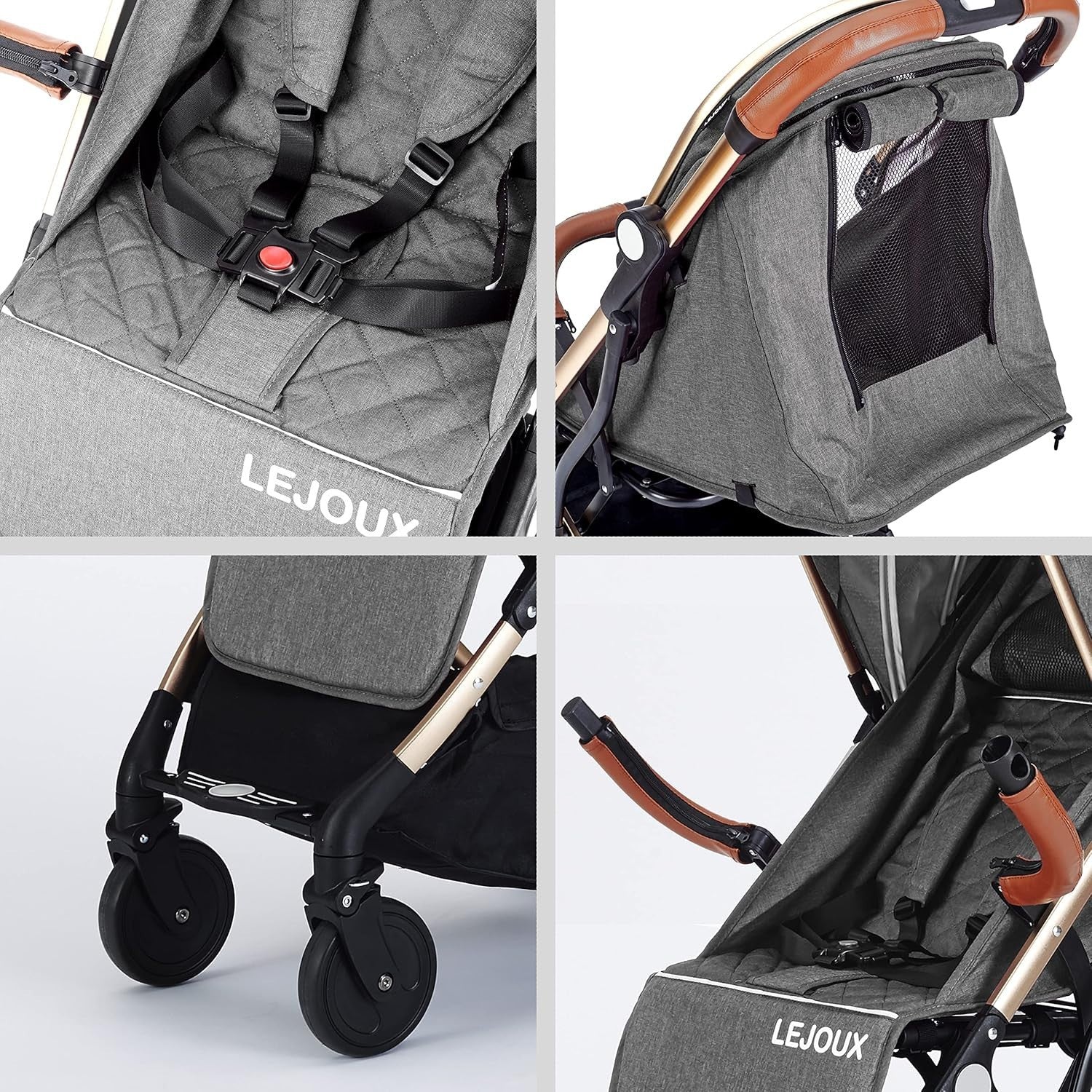 Compact Fold Baby Pushchair One-Hand Travel Buggy Reclining Seat 0-15kg Grey