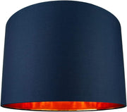 Midnight Blue Drum Lampshade 40cm Copper Inner Table Floor Pendant