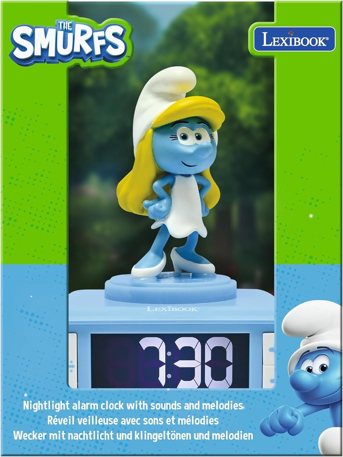 Kids Smurf Character Alarm Clock Night Light LCD Snooze Blue Yellow
