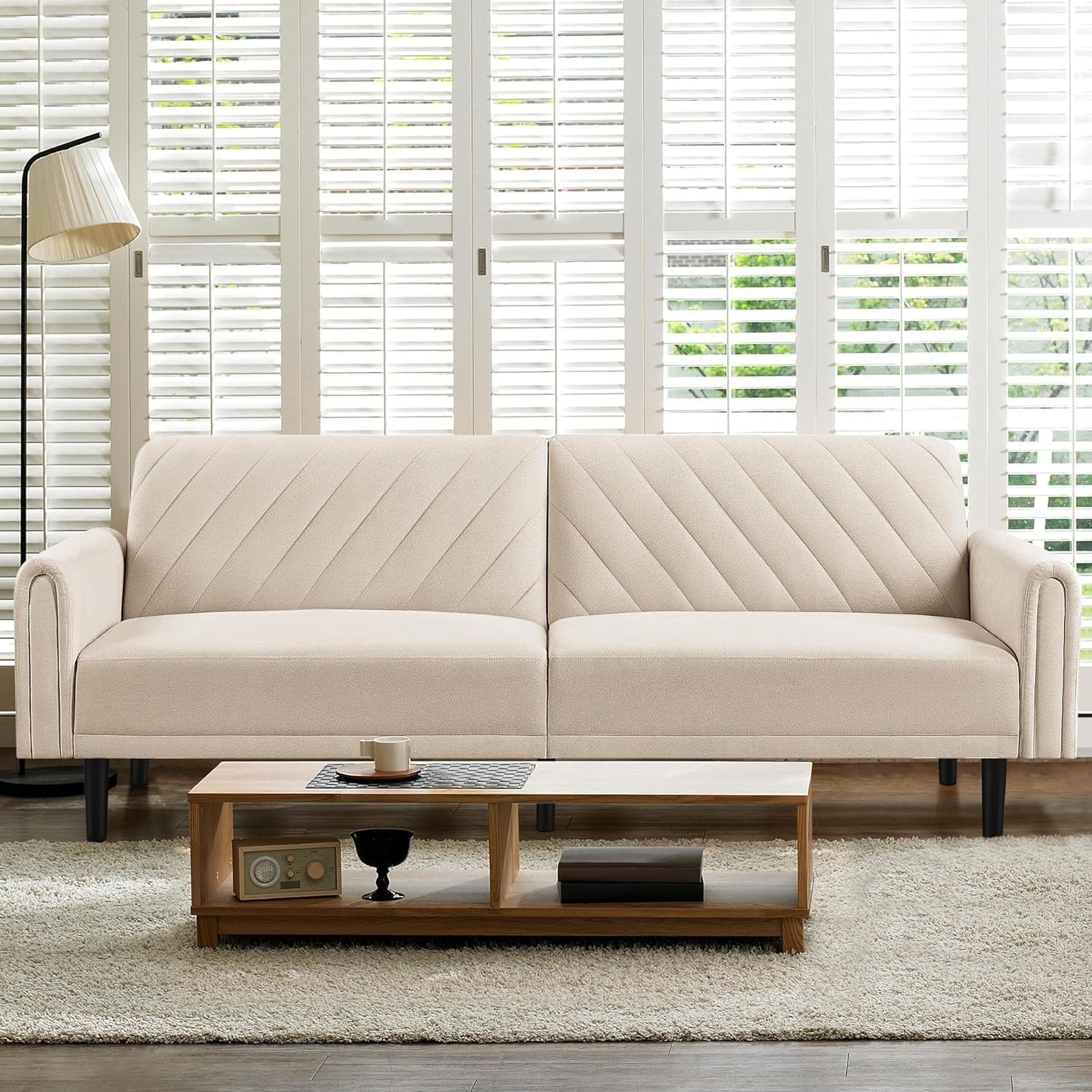 3-Seater Sofa Bed Modern Futon w/ Pockets Recliner for Lounge or Flat