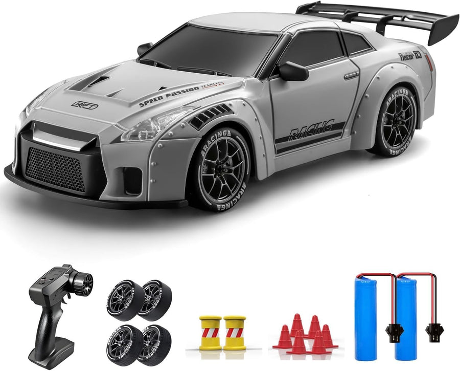 1:24 RC Drift Car 20KM/H – 4WD Remote Control Toy with LED Lights & Extra Tires