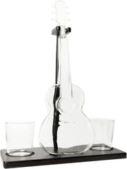 Guitar Shape Whiskey Decanter Set 1L with Glasses & Wood Stand | Music Lover Gif