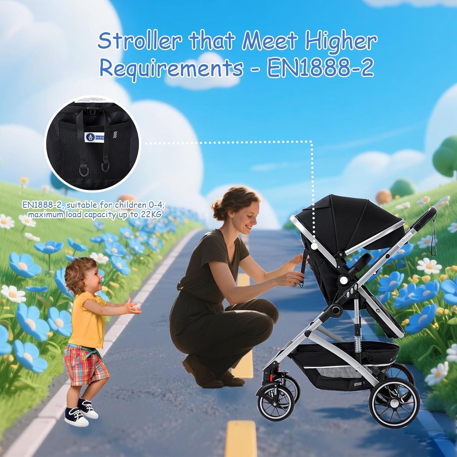 3 in 1 Travel System Pram Pushchair Car Seat Newborn to 4 Years Beige