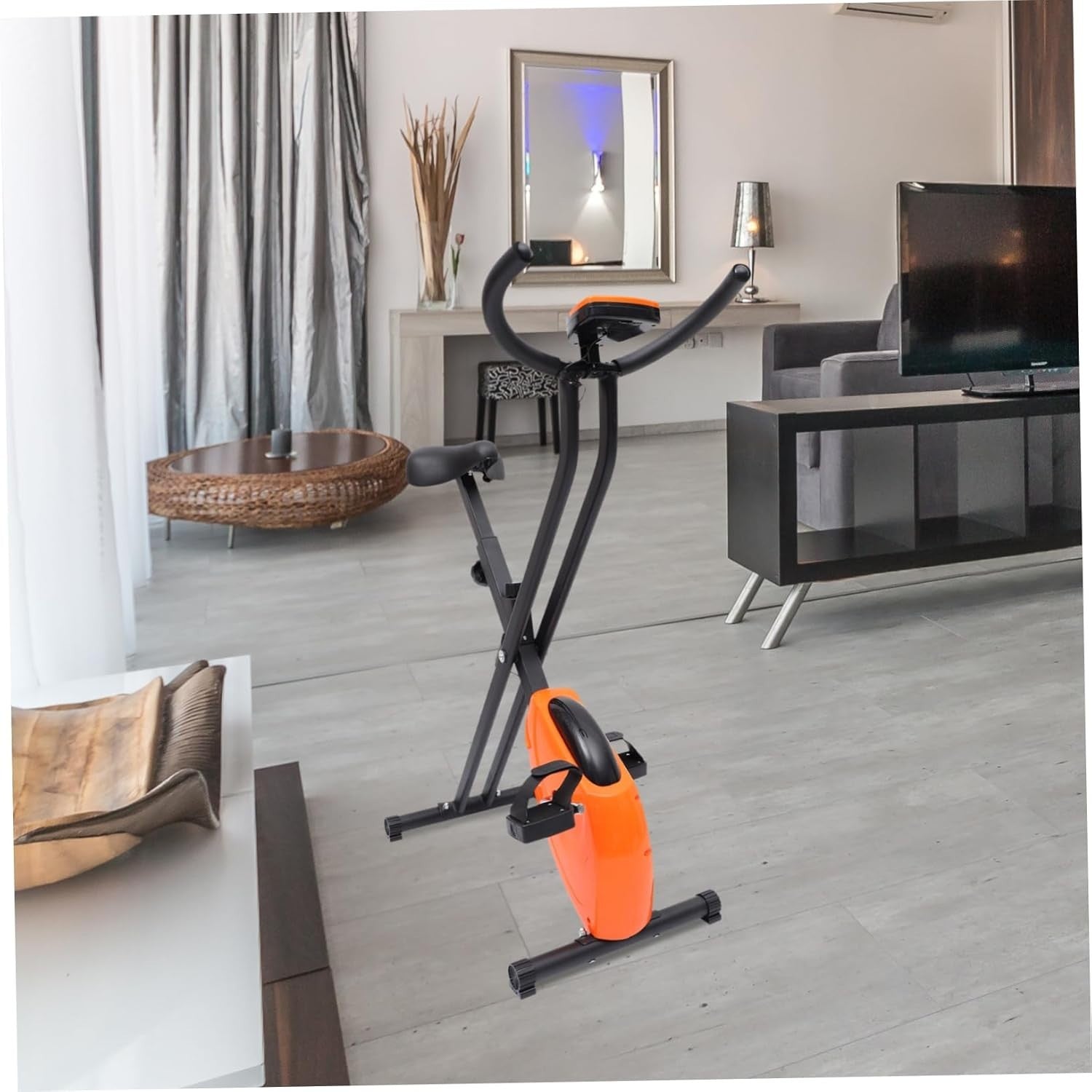 Compact Indoor Exercise Bike w/ Adjustable Seat & Resistance for Home Fitness