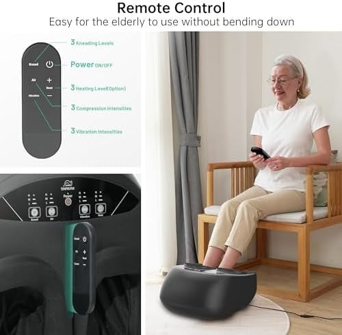 Shiatsu Foot Massager with Heat, Compression, Vibration & Remote Control