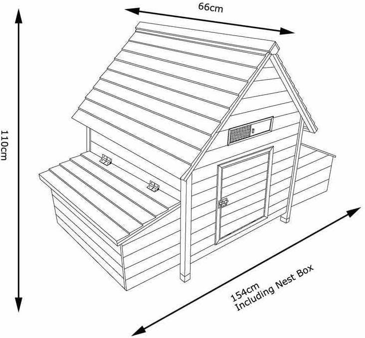 Wooden Chicken Coop 4 Nesting Boxes Easy Clean Tray Secure Hen House