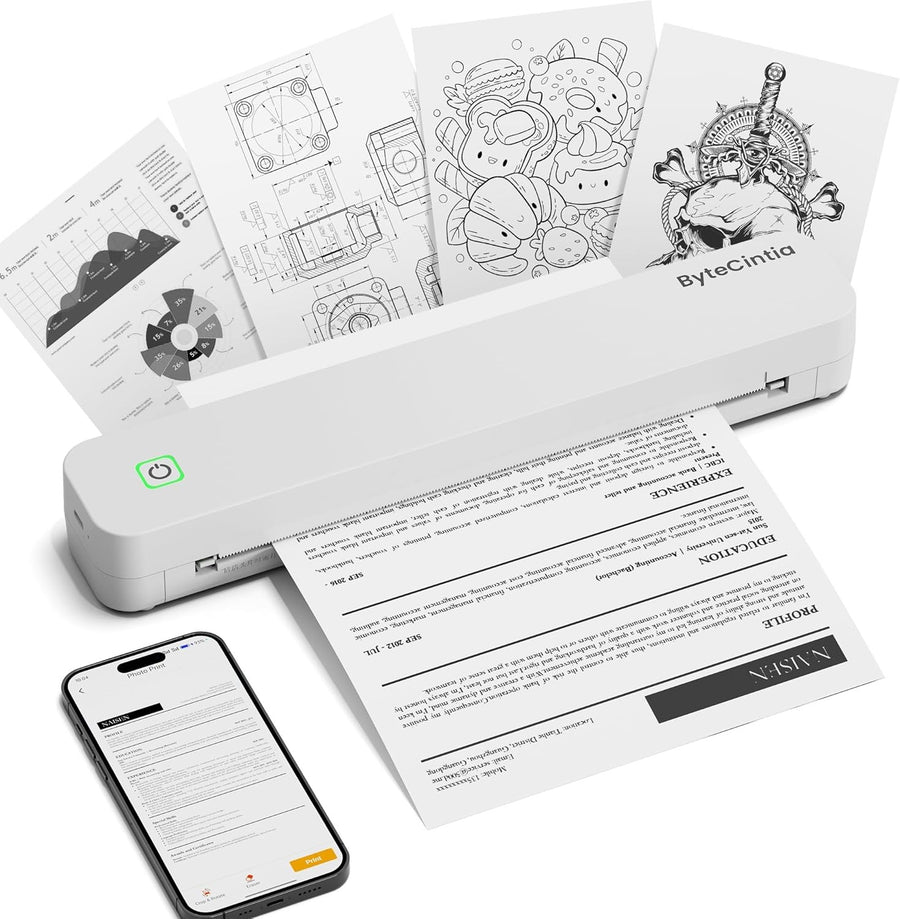 Portable A4 Bluetooth Thermal Printer Inkless Travel Office