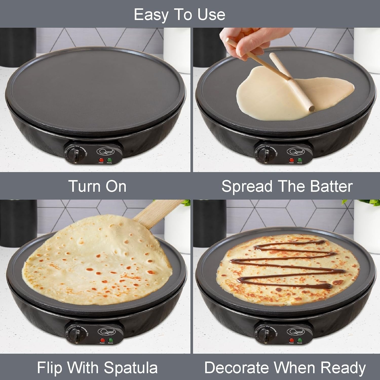 12" Electric Pancake & Crepe Maker 1000W Non-Stick with Tools