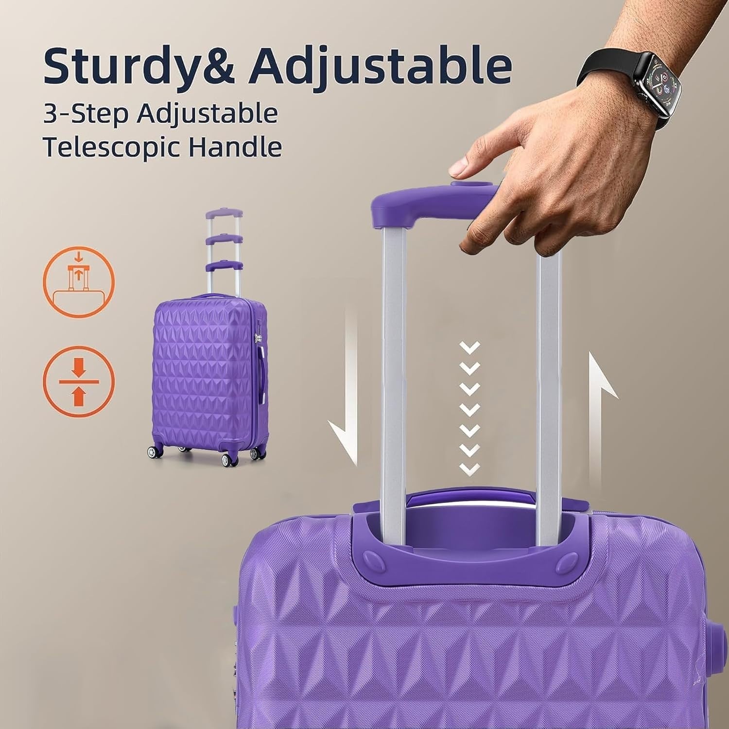 ABS Medium Travel Suitcase 24 Inch Lightweight Check In Trolley 4 Wheels