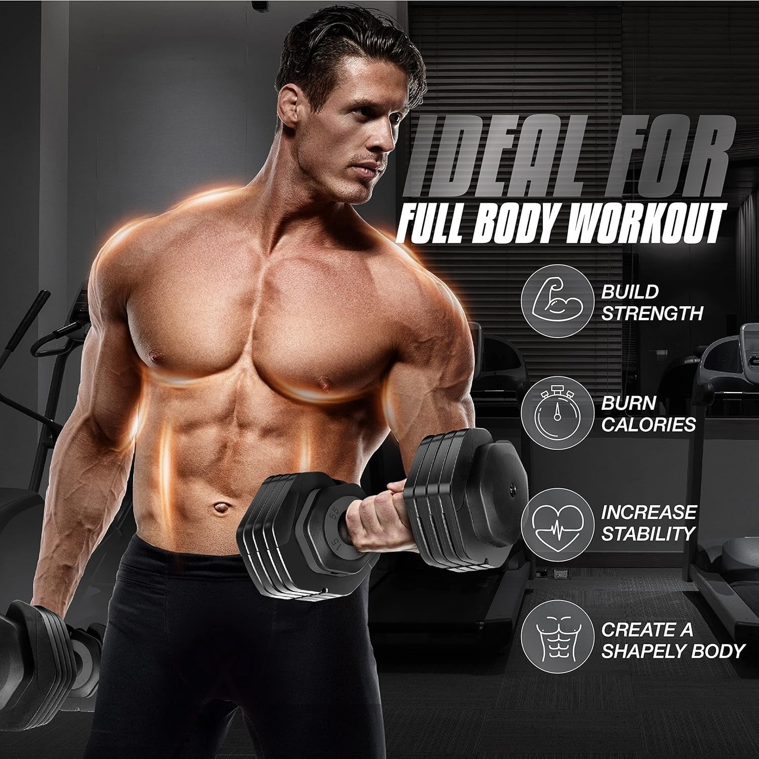 5-in-1 Adjustable Dumbbells Pair 15–55LB One-Second Dial Home Gym